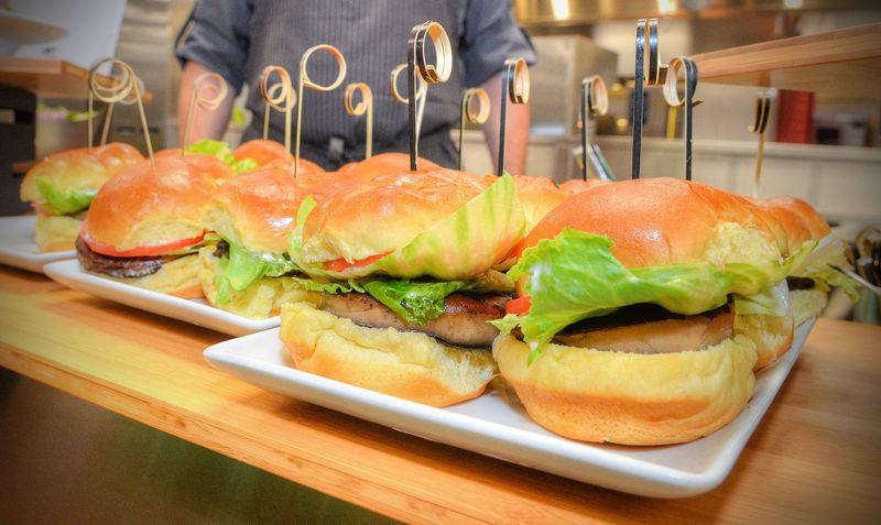 You don’t have to love meat to enjoy a burger at the new Mercedes-Benz Stadium. A portobello mushroom burger — a portobello mushroom cap with lettuce, tomato, and herb aioli on a challah bun — will be served at ATL Grill in Sections 107, 133, 210, 234, 318, 338 and 347. CHRIS HUNT / SPECIAL