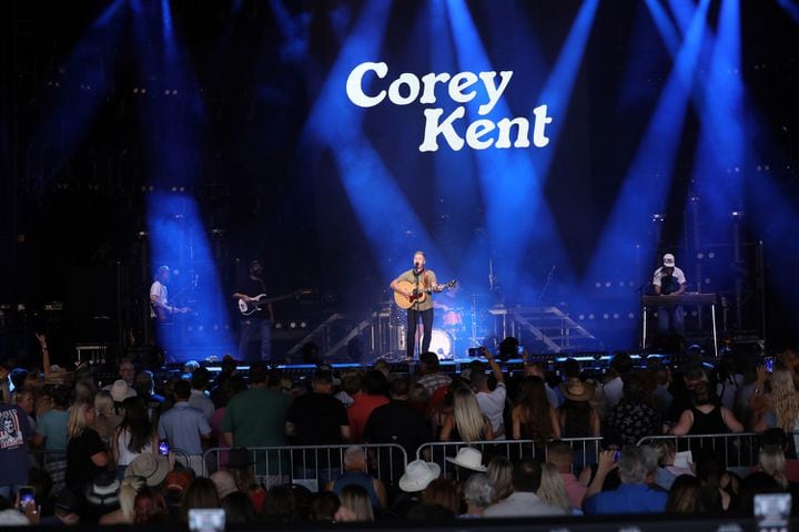 Corey Kent performs as one of the opening acts when chart-topping Jason Aldean made a tour stop at Atlanta's Lakewood Amphitheatre on Saturday, August 5, 2023. (Photo: Robb Cohen for The Atlanta Journal-Constitution)