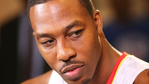 September 26, 2016 ATLANTA: Dwight Howard takes some questions during an interview on Hawks Media Day at the W Atlanta Hotel on Monday, Sept. 26, 2016, in Atlanta. Curtis Compton /ccompton@ajc.com
