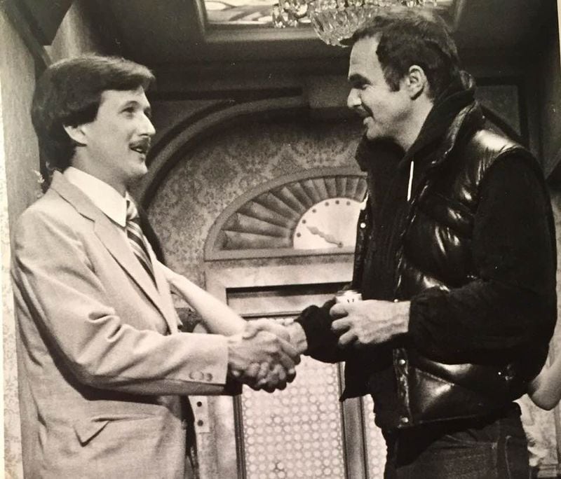 Bill Tush with Burt Reynolds during Tush's short-lived TBS comedy show from 1980-81 "TUSH."