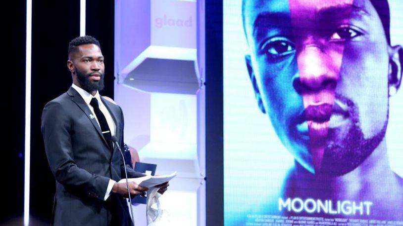 BEVERLY HILLS, CA - APRIL 01:  Playwright Tarell Alvin McCraney accepts the Outstanding Film Wide Release Award for 'Moonlight' at the 28th Annual GLAAD Media Awards, sponsored by LGBTQ ally, Ketel One Vodka, in Beverly Hills on April 1, 2017.  (Photo by Rich Polk/Getty Images for Ketel One Vodka)
