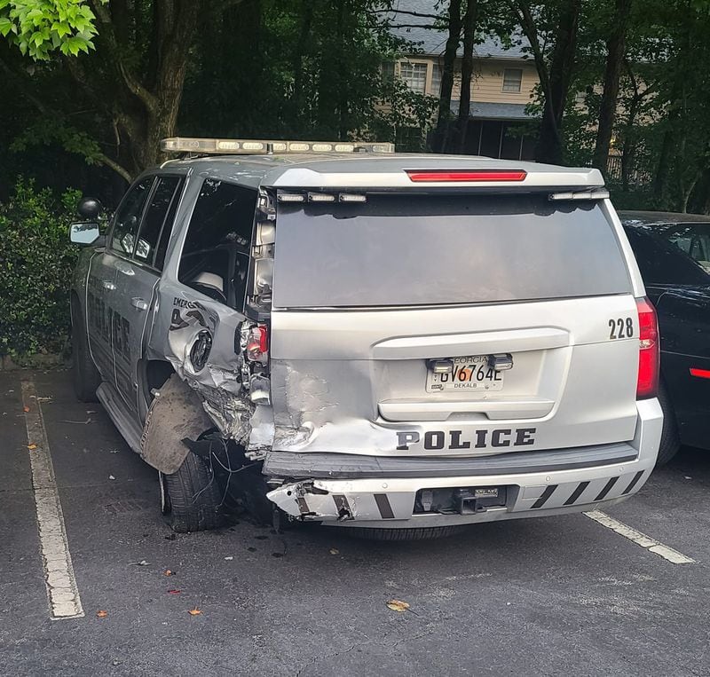 A Dunwoody police officer was injured last weekend when a DUI suspect slammed into the back of his SUV during a traffic stop on I-285.