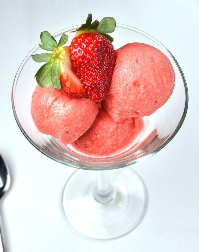 Strawberry sorbet makes a lovely dessert at the end of your dinner at Osteria di Mare. CHRIS HUNT / SPECIAL