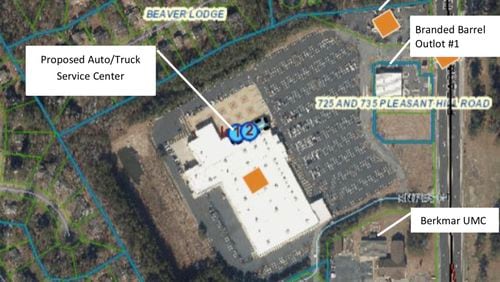 Lilburn has approved the development of an auto/truck service center at the Plaza Las Americas mall at 733 Pleasant Hill Road. (Courtesy City of Lilburn)