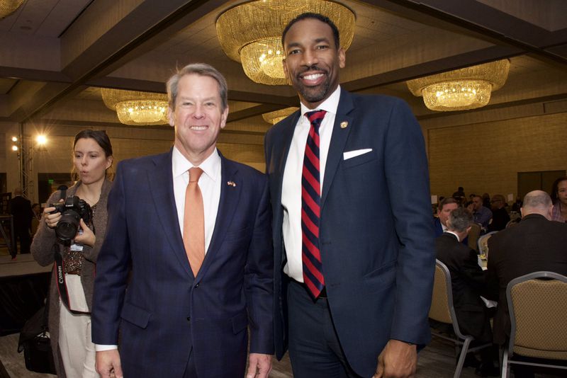 Georgia Gov. Brian Kemp (left) and Atlanta Mayor Andre Dickens joined the Georgia Municipal Association and city leaders for the annual Cities United Summit on Monday, Jan. 24, 2022. (City of Atlanta)