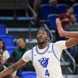 Georgia State center Edward Nnamoko (4) looks for the rebound during the second half of play Monday, Nov. 7, 2022 at the GSU Convocation Center in Atlanta. (Daniel Varnado/For the AJC)