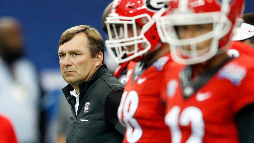 Georgia's Kirby Smart coached his first game as the Bulldogs' head man against North Carolina in the Chick-fil-A Kickoff in 2016. (AJC file photo)