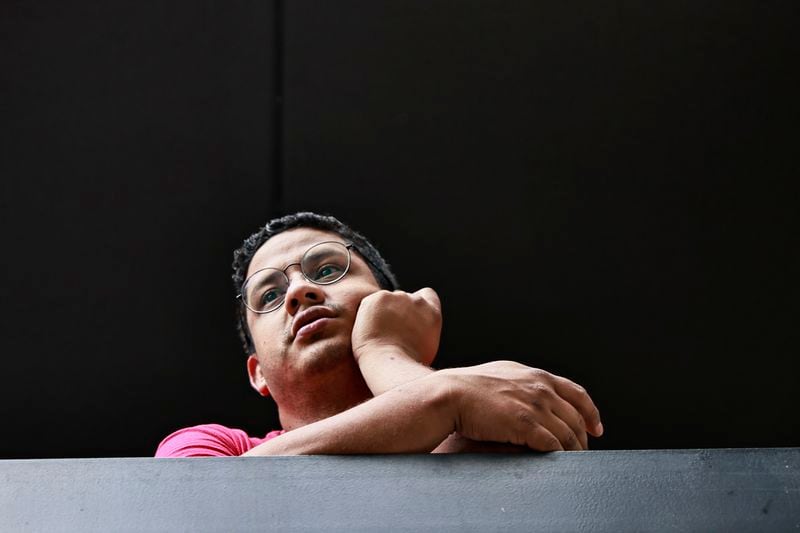 Klinsman Torres, a 31-year-old migrant from Venezuela, stands outside of the hotel he is living in after arriving in the Atlanta area via the southern border. Friday, September 9, 2022. (Natrice Miller/natrice.miller@ajc.com).