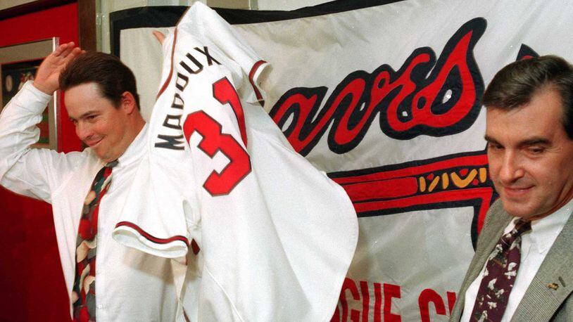 Greg Maddux went 20-10 in his first season with the Braves in 1993. AJC file photo
