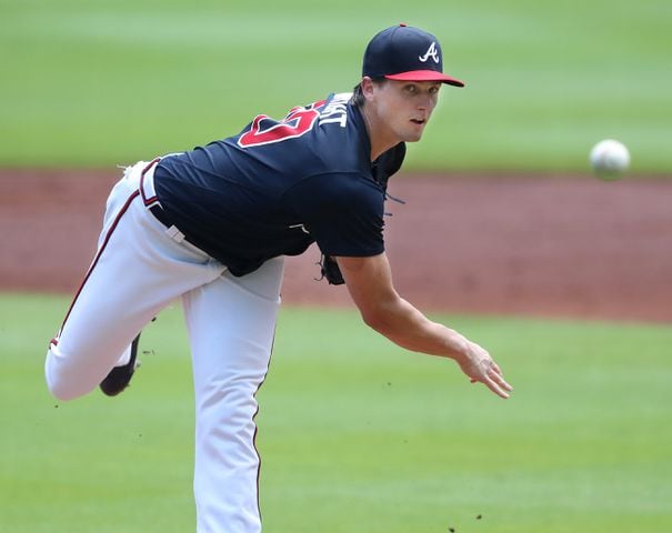 Braves pitcher Kyle Wright works during the first inning.   Curtis Compton ccompton@ajc.com