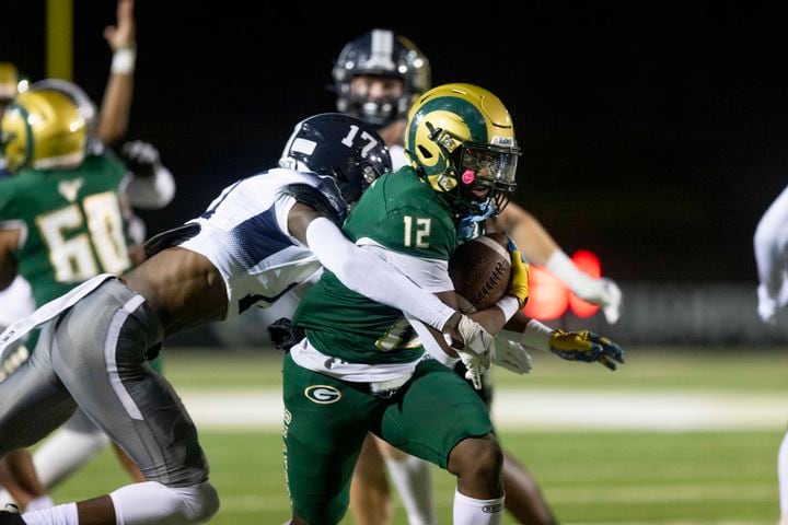Grayson’s Amari Alston (12) runs the ball during a GHSA High School Football game between the Grayson Rams and the North Paulding Wolfpack at Grayson High School in Loganville, GA., on Friday, November 17, 2023. (Photo/Jenn Finch)