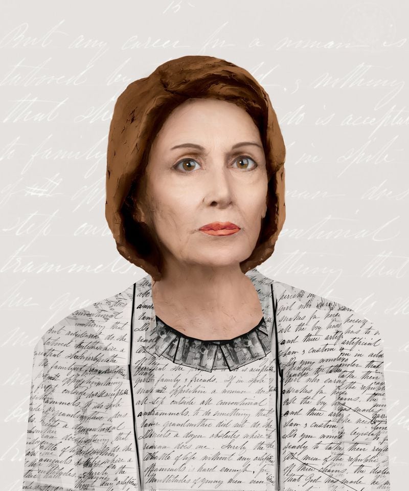 “Nancy Pelosi” by Suellen Parker is featured in “Against the Tide.” Contributed by Whitespace Gallery