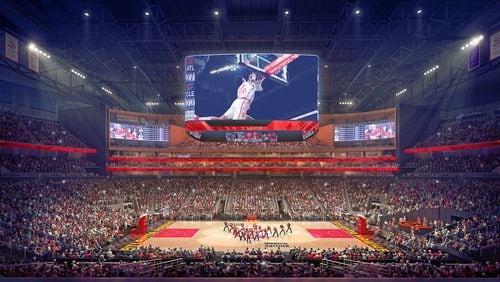 An artist’s rendering of the completed Philips Arena.