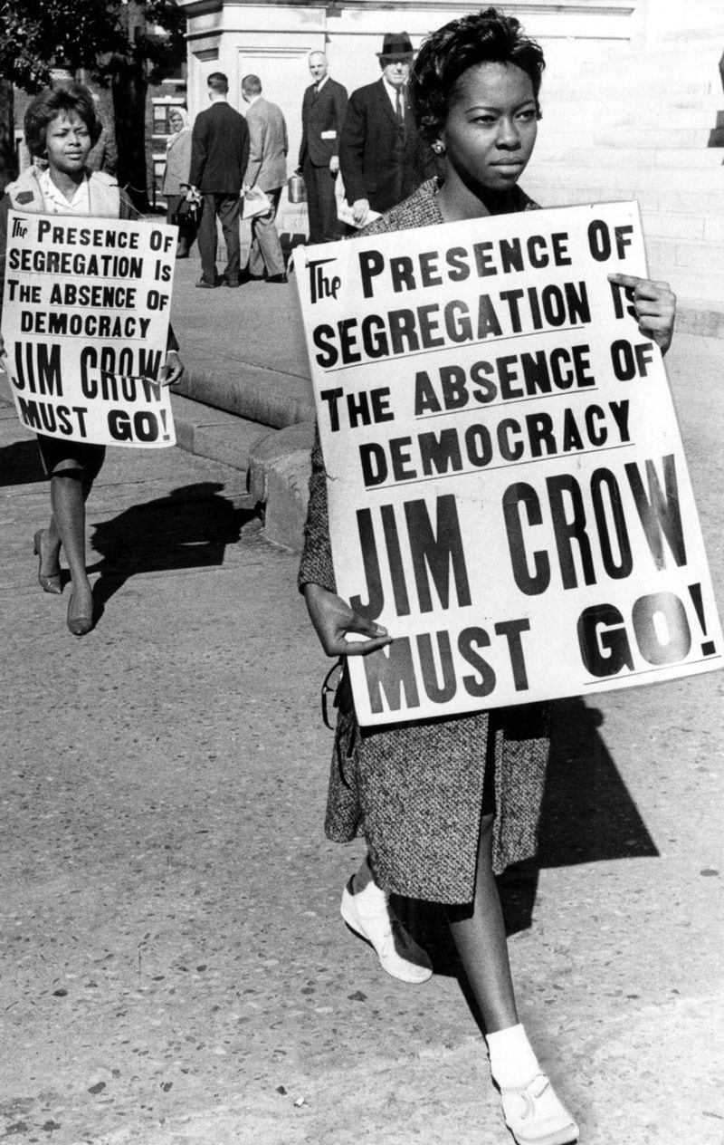 Atlanta University students picket against segregation at the Georgia State Capitol in this February 1962 file photo. BILL WILSON / THE ATLANTA JOURNAL-CONSTITUTION