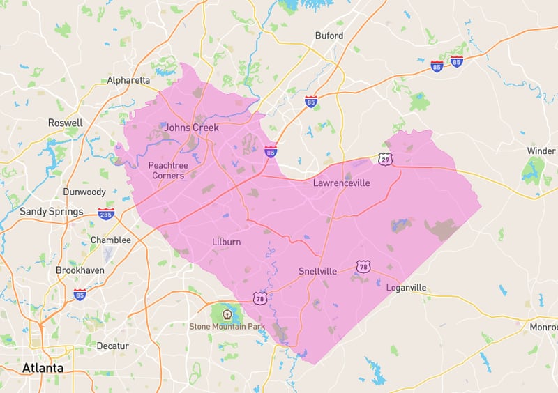 Map of Georgia's 7th Congressional District in 2022.