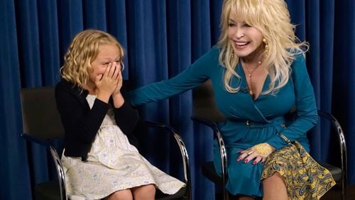 Dolly Parton surprises Alyvia Lind with the great news that she will play Little Dolly! Photos: dollyparton.com