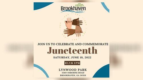 This is a flyer for Brookhaven's inaugural Juneteenth event.