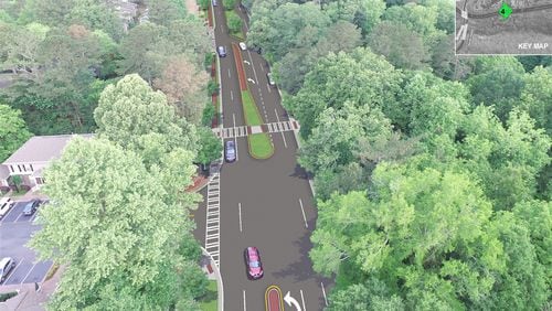 A rendering of how Roswell Historic Gateway corridor will look when construction is completed. Construction is scheduled to start in 2023, officials say.