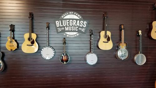 Visitors are encouraged to pick up and play these instruments at the Bluegrass Music Hall of Fame and Museum . Contributed by Wesley K.H. Teo