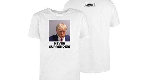 Donald Trump's official merchandise store is now selling shirts with his mug shot on it. (WinRed.com)