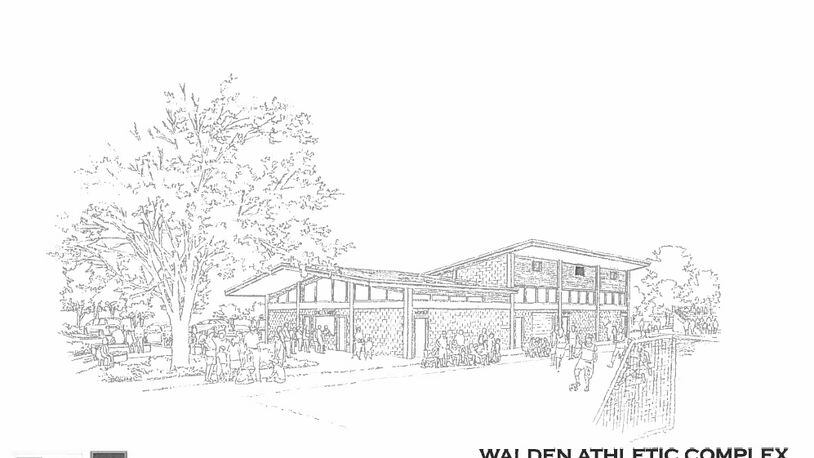 A rendering of the fieldhouse at the Walden Athletic Complex, 320 Irwin St., which will be used by students at Grady High School and Inman Middle School.  Construction is scheduled to be complete in August.