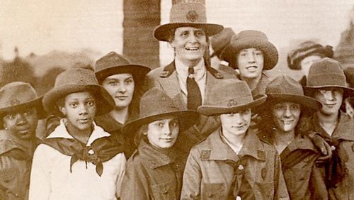 Savannah native Juliette Gordon Low, who returned to her hometown to found the Girl Scouts, is seen here with some Girl Scouts in 1920. Photo courtesy of Girl Scouts of America