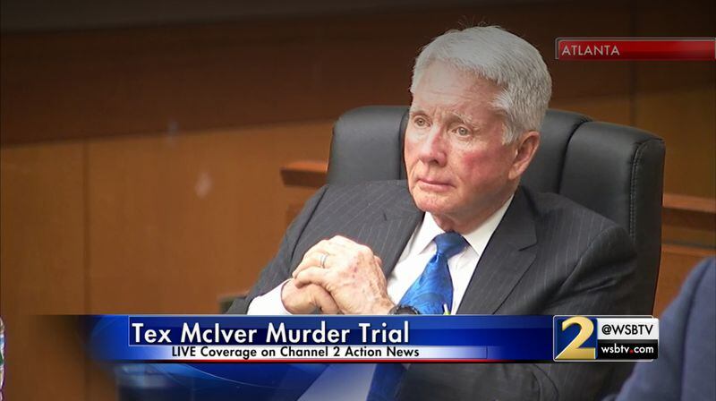 Tex McIver listens to the opening statement by his attorney Amanda Clark Palmer during his murder trial on March 13, 2018 in the Fulton County Courthouse. (Channel 2 Action News)