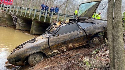 Authorities on Tuesday pulled a rusted 1974 Ford Pinto from an Alabama creek. The car belonged to Kyle Clinkscales, an Auburn University student from LaGrange who disappeared in 1976.
