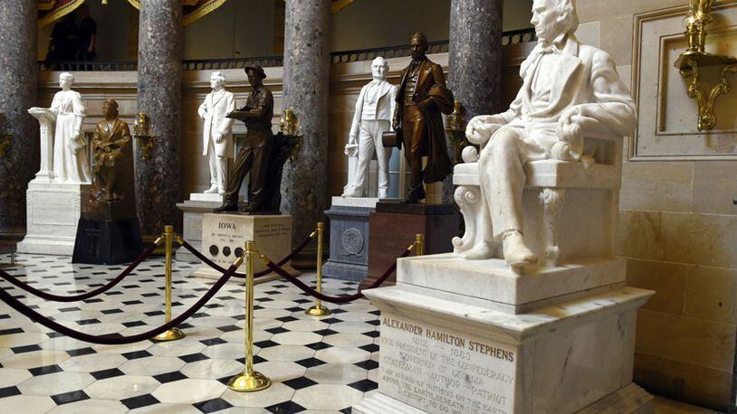A statue of Alexander Hamilton Stephens, the Confederate vice president throughout the Civil War, is on display in Statuary Hall on Capitol Hill in Washington.
