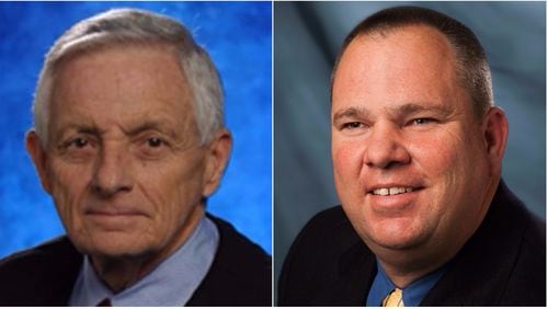 Now-former Gwinnett Magistrate Judge Jim Hinkle (left) and current Gwinnett Commissioner Tommy Hunter have both caused uproar with posts on the personal social media pages. (Photos via Gwinnett County)