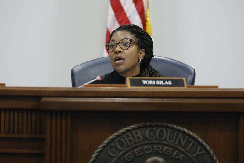 “This board wants to ensure that we have open, free elections that are fair, and obviously a fair election is one that only includes the opportunity to vote for valid residents of Cobb County,” Tori Silas, chairwoman for the county's elections board, said after the board rejected challenges to the eligibility of 1,350 Cobb voters. “The challengers have not met their burden.” (Natrice Miller/natrice.miller@ajc.com)  