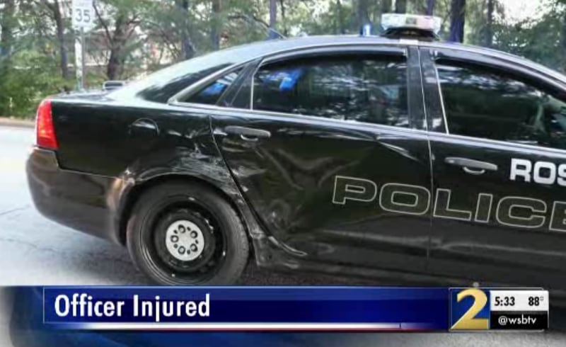 This is a photo of the police car that was allegedly hit by Brian Jean-Baptiste. (Photo: Channel 2 Action News)