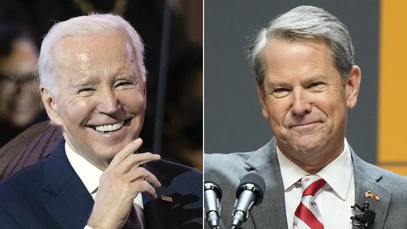 President Joe Biden would like to move up the date of the Democratic presidential primary in Georgia. Republican Gov. Brian Kemp opposes the change. (Carolyn Kaster, Brynn Anderson/Associated Press)