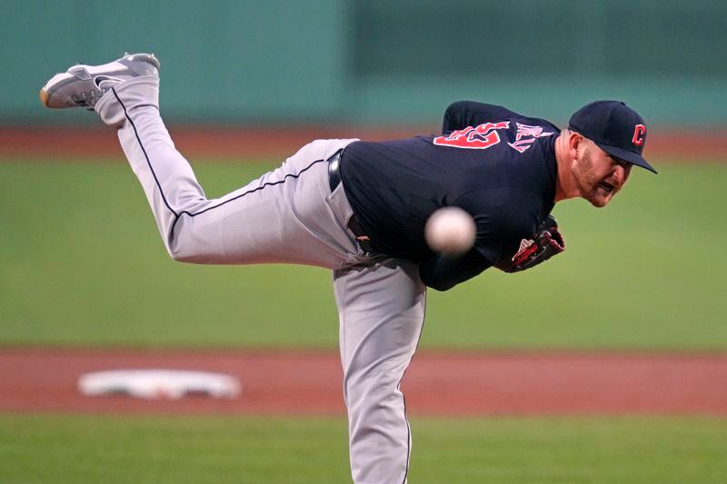 Cleveland Guardians pitcher Ben Lively delivers during the first inning of the team's baseball game against the Boston Red Sox, Wednesday, April 17, 2024, in Boston. (AP Photo/Charles Krupa)