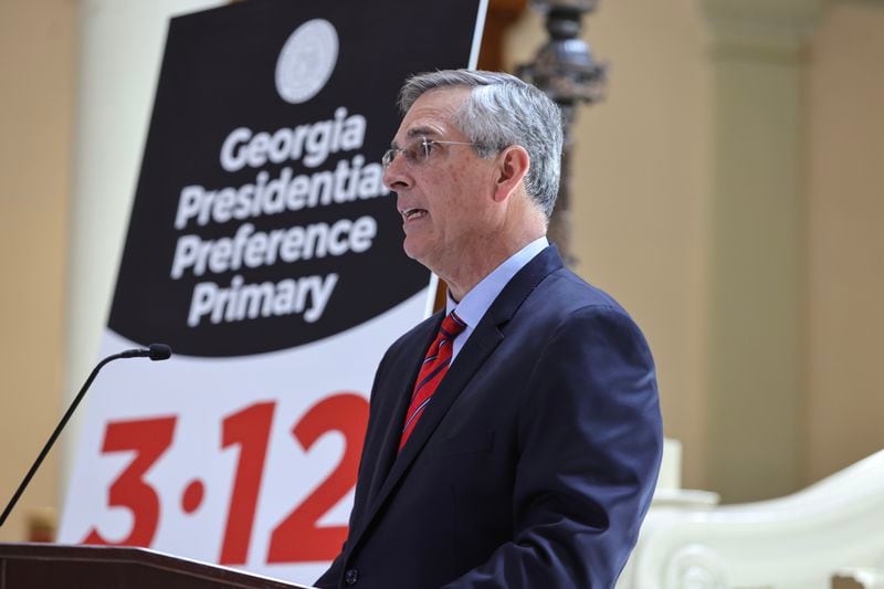 Secretary of State Brad Raffensperger is challenging state lawmakers’ proposal to remove the QR codes from Georgia voter ballots in time for the 2024 elections. (Natrice Miller/natrice.miller@ajc.com)