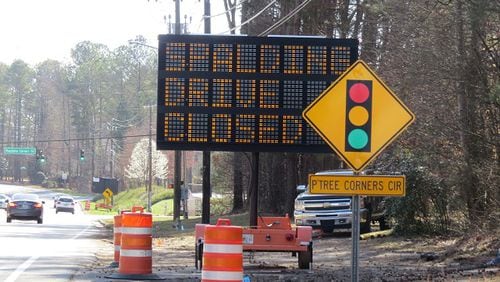 A portion of Spalding Drive will close for two weeks while Atlanta Gas Light replaces existing gas lines. Courtesy City of Peachtree Corners