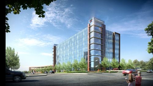 A conceptual drawing shows the Children’s Healthcare of Atlanta Center for Advanced Pediatrics. The medical office building, located in Brookhaven, will provide specialized, coordinated and multidisciplinary care to children.