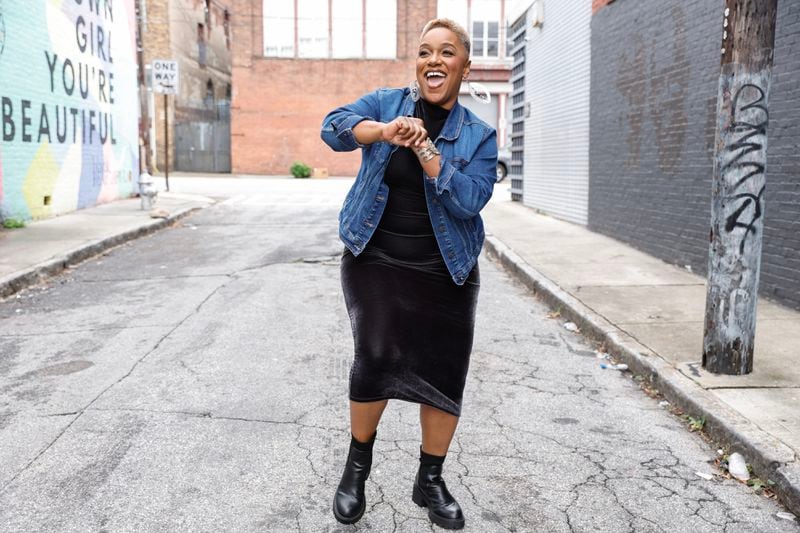 Eshe, a dancer and member of Grammy Award Winning hip hop group Arrested Development poses for a photo in Atlanta on Thursday, Oct. 12, 2023. (Natrice Miller/ Natrice.miller@ajc.com)
