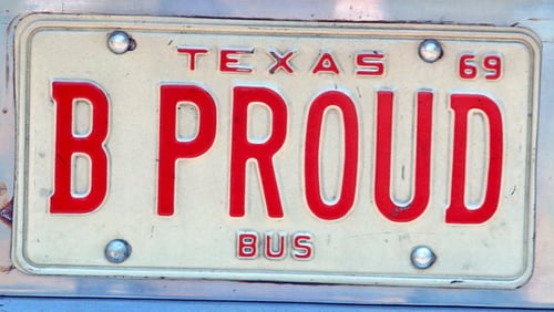 Texas license plate.