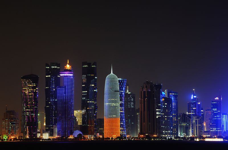 The illuminate skyline of Doha is seen on January 7, 2014 in Doha, Qatar.