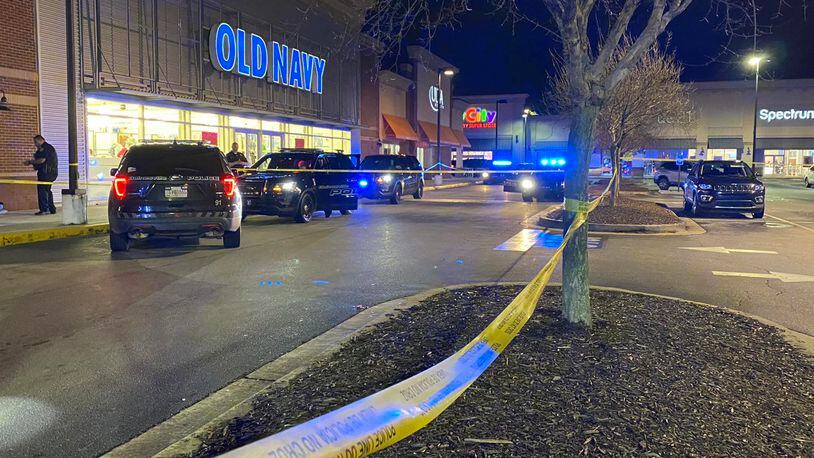 Two people were shot at a Hall County shopping center, police said.