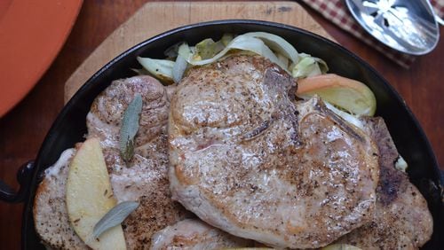 Skillet Supper Pork Chops with Cabbage and Apples. 
Virginia Willis for The Atlanta Journal-Constitution