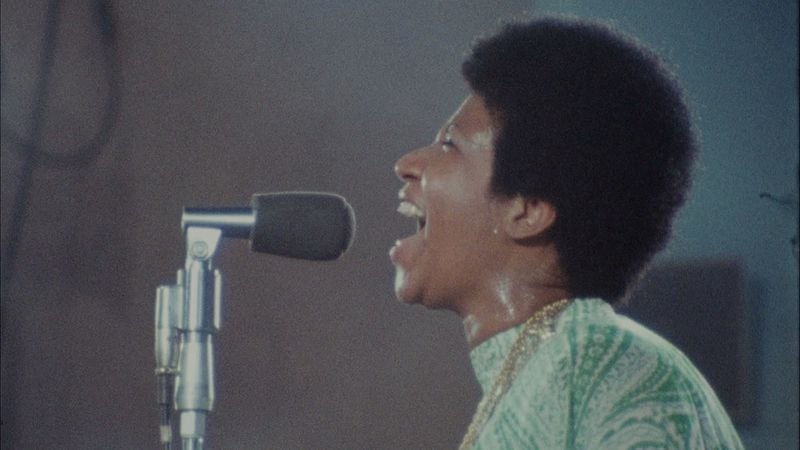 Aretha Franklin belts a song in the 1972 film complement to her landmark "Amazing Grace" live album.
