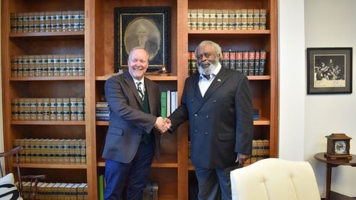 Cobb Superior Court Judge Tain Kell congratulates Ernie Hines on being recognized by the statewide Council of Accountability Court Judges with the 2021 Star Award. Since 2014, Hines has volunteered countless hours as Mentor Coordinator of Cobb’s Veterans Accountability and Treatment Court. Judge Kell presides over Cobb’s veterans court.