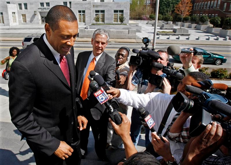 Former DeKalb County CEO Vernon Jones faced a battery of reporters in 2010 outside federal court after a verdict that his administration discriminated against senior white employees. He has largely avoided the media this time around. Curtis Compton ccompton@ajc.com
