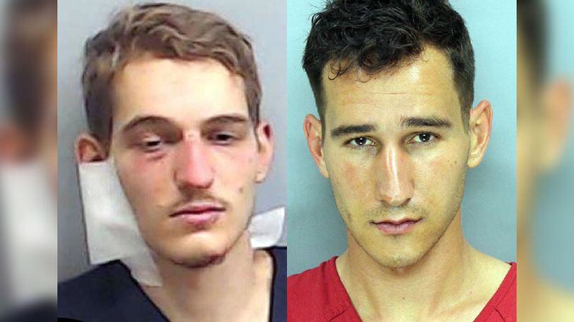 Left: Booking photo of Matthew Lanz (November 2021). From Sandy Springs Police Department | Right: Austin Lanz, brother of Matthew Lanz. From Cobb County Sheriff's Office
