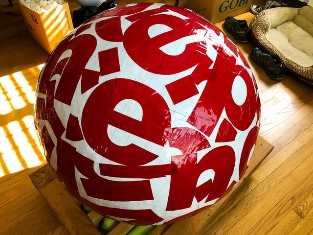 Photos: How to build the world's biggest (maybe) sticker ball