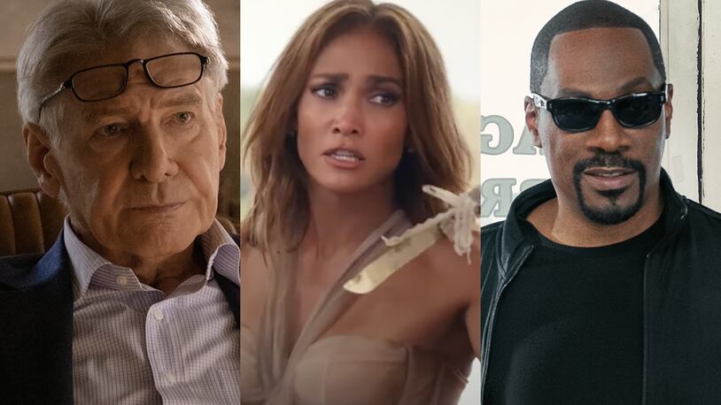 TV this week: Harrison Ford in Apple TV+'s "Shrinking," Jennifer Lopez in Amazon's "Shotgun Wedding" and Eddie Murphy in Netflix's "You People." APPLE TV+/AMAZON/NETFLIX