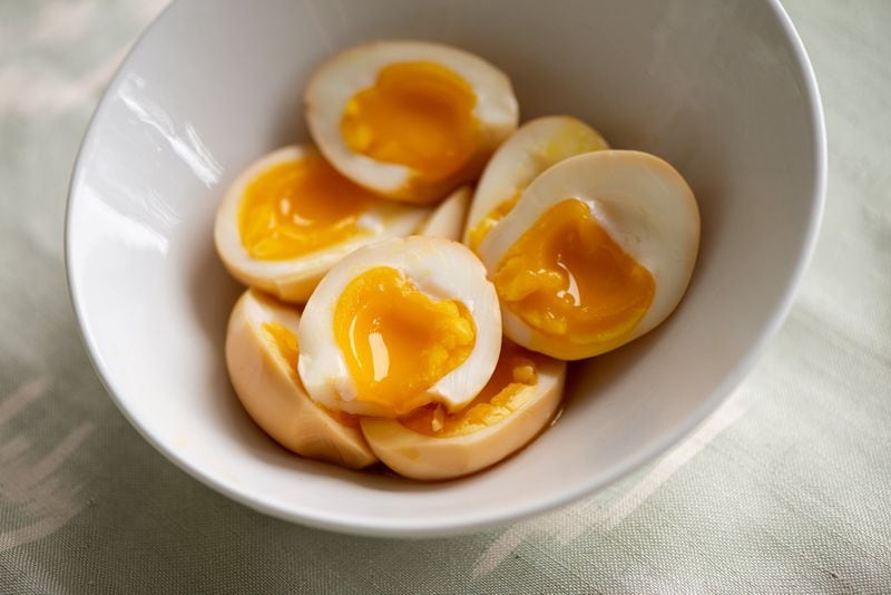 If you’re making the Seasoned Eggs ramen topping, be prepared to let it marinate overnight. CONTRIBUTED BY MIA YAKEL