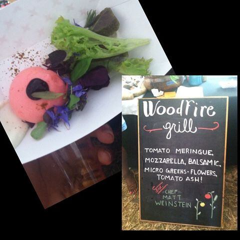 Tomato Meringue, Mozarella, Balsamic, Micro Green, Flowers, and Tomato Ash from @woodfiregrill ! #yum #afwf14 -- @missluvleelocs